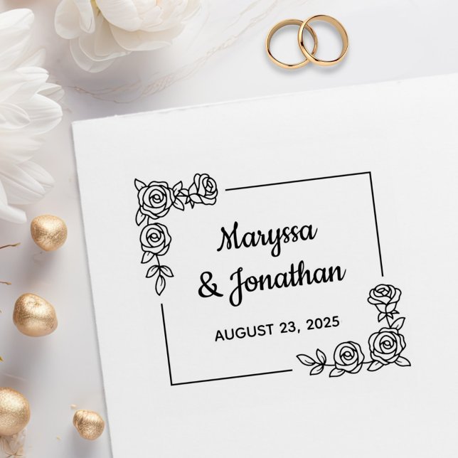 Sello De Caucho Rosa de esquina Flores Bouquet Boda Aniversario (Subido por el creador)