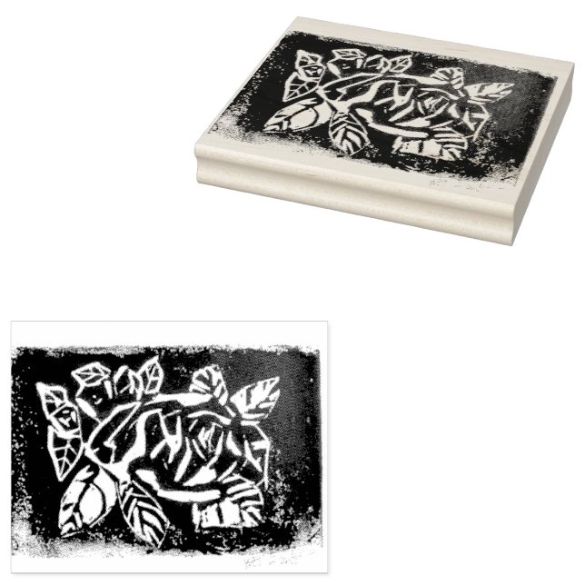 Sello De Caucho Rosa de Linocut (Sellado)