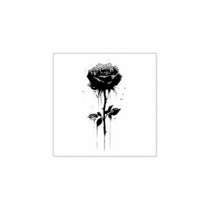 Sello De Caucho Rosa de sangre goteo: Arte floral gótico