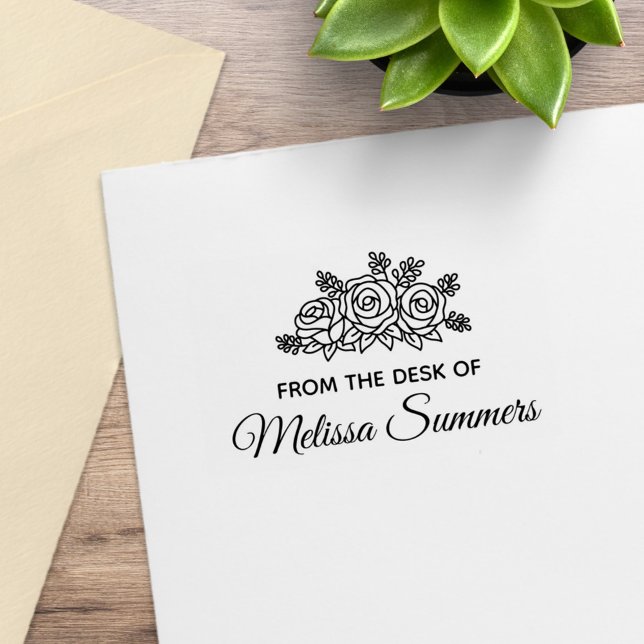 Sello De Caucho Rosas elegantes Flores Nombre personalizado de la  (Subido por el creador)