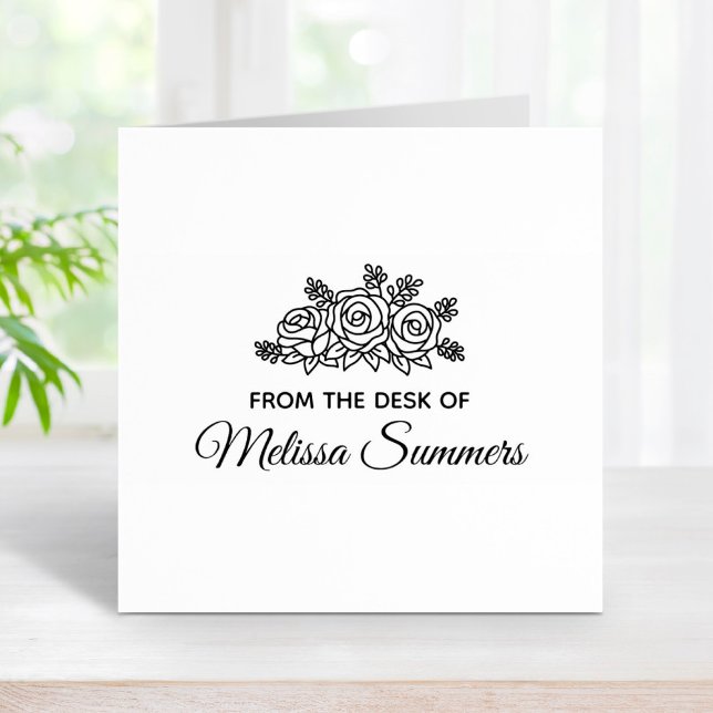 Sello De Caucho Rosas elegantes Flores Nombre personalizado de la  (Subido por el creador)