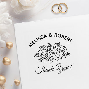 Sello De Caucho Rose Bouquet Boda Gracias