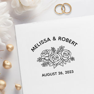Sello De Caucho Rose Bouquet Save the Date Boda