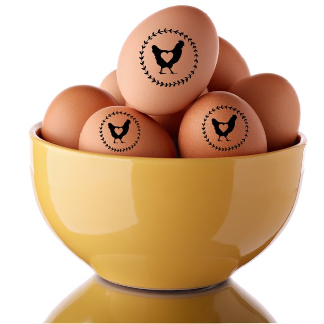 Sello De Caucho Rótulo de amor del huevo de pollo fresco de granja (modern farm fresh egg stamp)