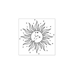 Sello De Caucho Rótulo Leo del horóscopo de Sun