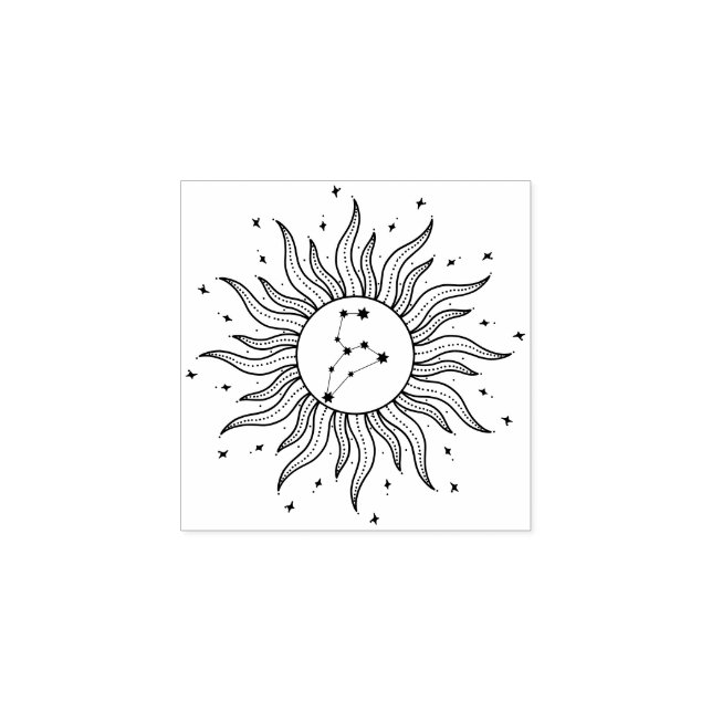 Sello De Caucho Rótulo Leo del horóscopo de Sun (Impresión)