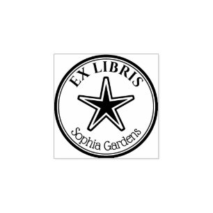 Sello De Caucho Round Ex Libris - Estrella delineada