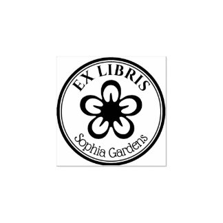 Sello De Caucho Round Ex Libris - Flor Motif
