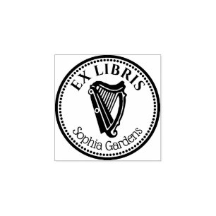 Sello De Caucho Round Ex Libris - Harp