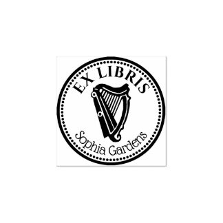Sello De Caucho Round Ex Libris - Harp