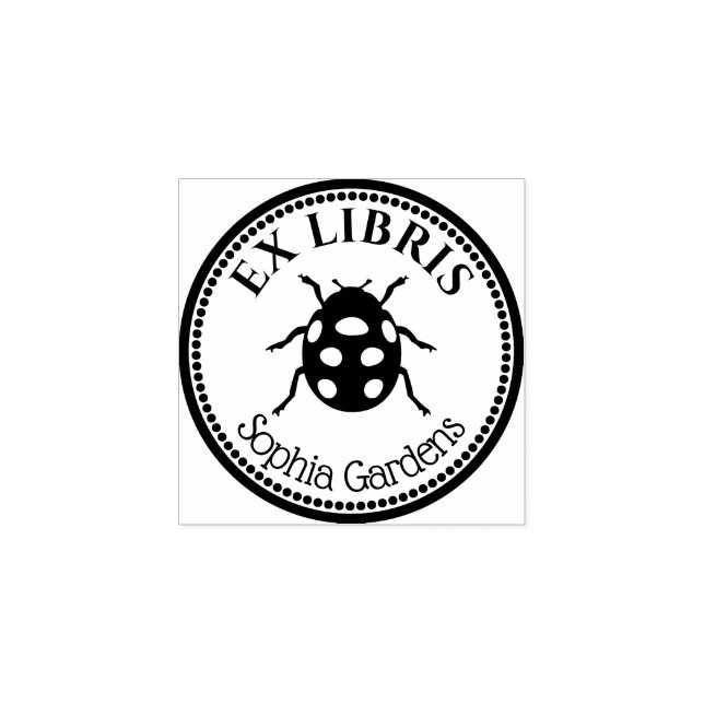 Sello De Caucho Round Ex Libris - Ladybird (Impresión)