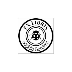 Sello De Caucho Round Ex Libris Ladybird Motif