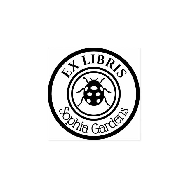 Sello De Caucho Round Ex Libris Ladybird Motif (Impresión)