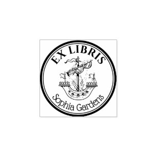 Sello De Caucho Round Ex Libris Lymphad Motif v2