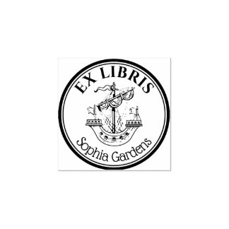 Sello De Caucho Round Ex Libris Lymphad Motif v2