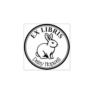 Sello De Caucho Round Ex Libris Rabbit