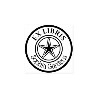 Sello De Caucho Round Ex Libris Star Motif