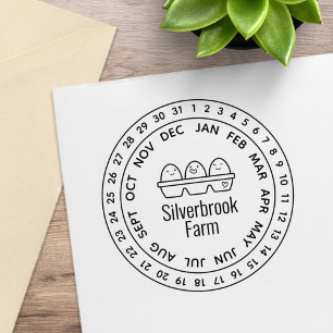 Sello De Caucho Rueda de fecha de cartón de huevos de granja fresc