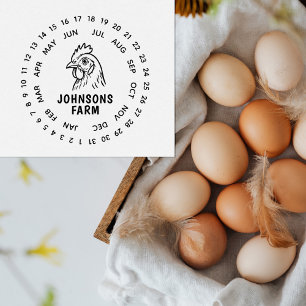 Sello De Caucho Rueda de fecha de cartón de huevos de granja fresc
