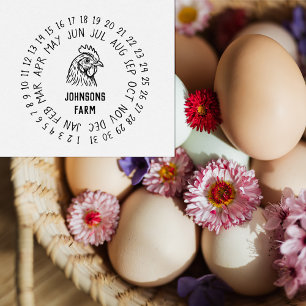 Sello De Caucho Rueda de fecha de cartón de huevos de granja fresc