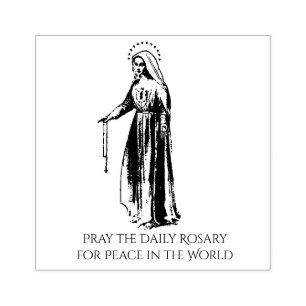 SELLO DE CAUCHO RUEGUE EL ROSARIO DIARIO PARA LA PAZ EN EL MUNDO