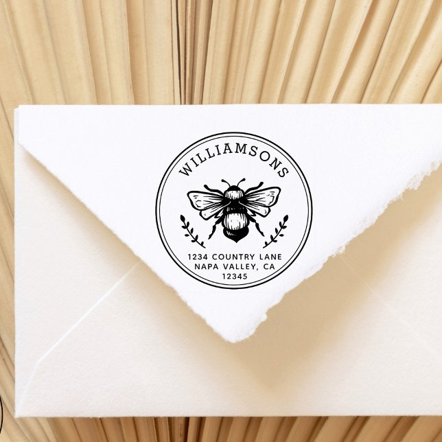 Sello De Caucho Rustic Bumblebee | Dirección de devolución de nomb (Subido por el creador)