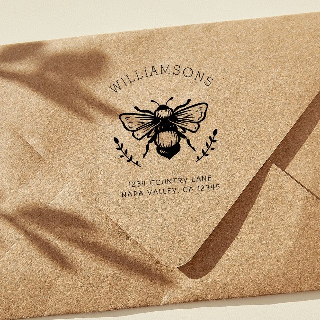 Sello De Caucho Rustic Bumblebee | Dirección de devolución de nomb (Subido por el creador)
