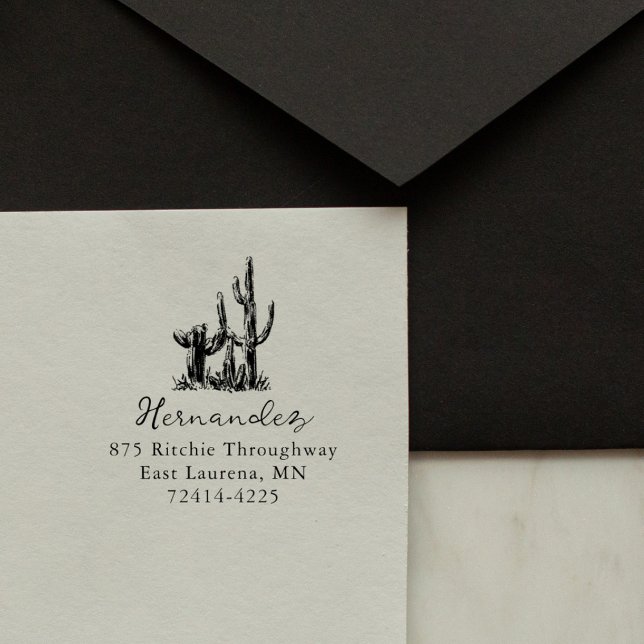 Sello De Caucho Rustic Desert Cacti Script Return Address (Subido por el creador)
