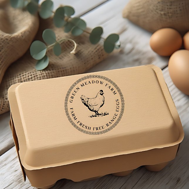 Sello De Caucho Rustic Family Farm Chicken Egg Carton Rubber Stamp (Subido por el creador)