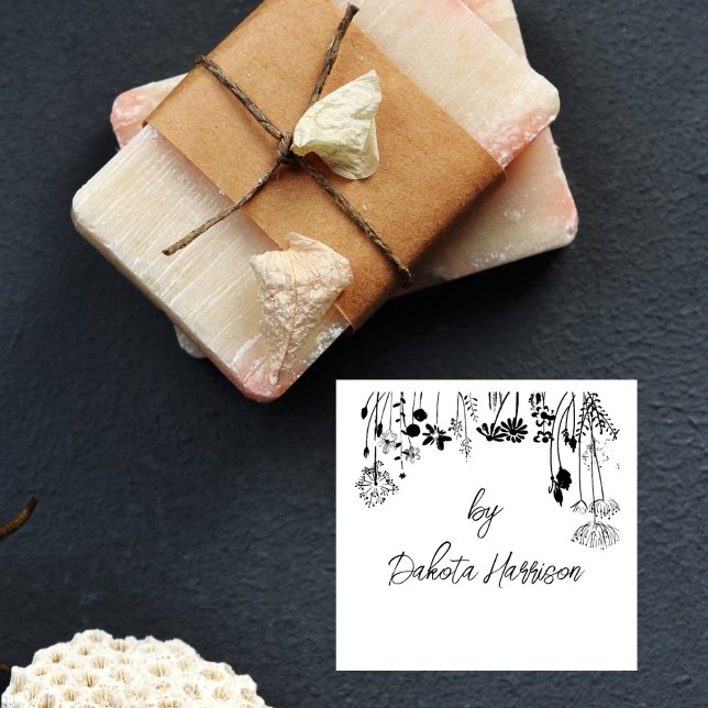 Sello De Caucho Rustic Floral Modern Script Custom Name Signature (Subido por el creador)