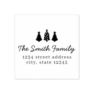 Sello De Caucho Rustic Modern Christmas Trees Return Address
