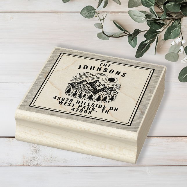 Sello De Caucho Rustic Modern Mountains Custom (Modern Rustic Mountain Return Address Stamp)