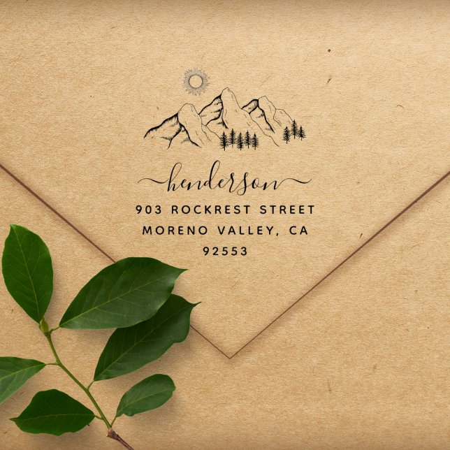 Sello De Caucho Rustic Mountains Family Return Address (Subido por el creador)