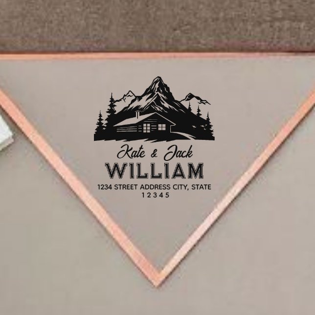 Sello De Caucho Rustic Mountains & Pines Boda Dirección Ru (Subido por el creador)