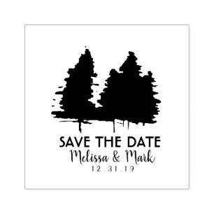 Sello De Caucho Rustic Save the Date Trees Boda Rubber Inking