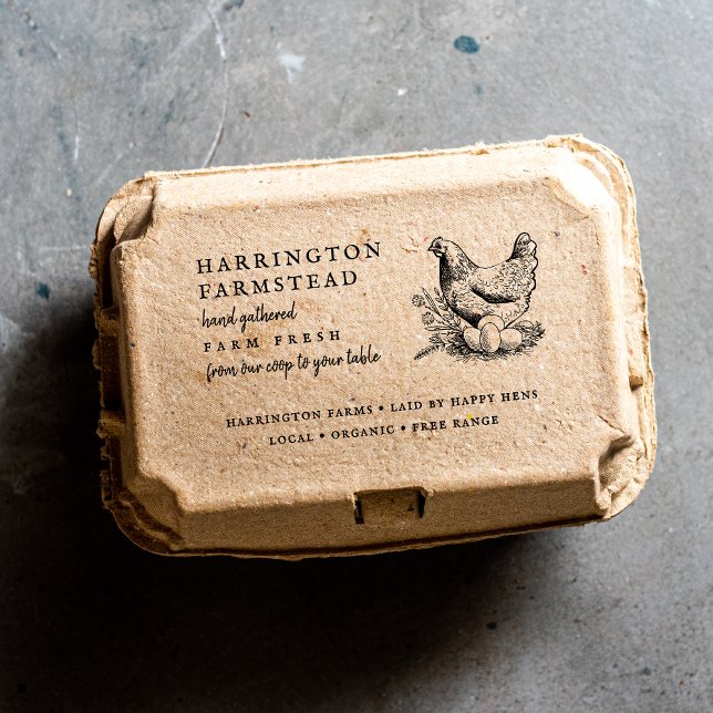 Sello De Caucho Rustic Script Family Farm Fresh Egg Carton (Subido por el creador)