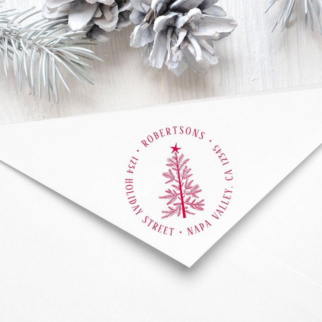 Sello De Caucho Rustic Winter Pine Tree Return Address (Subido por el creador)
