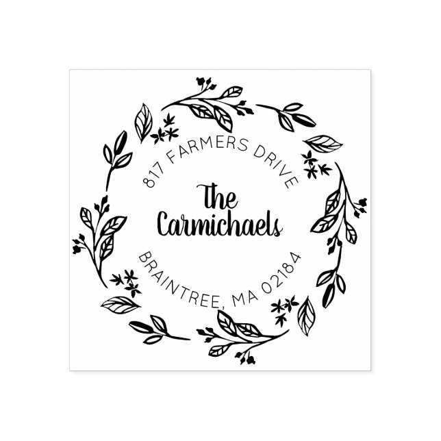 Sello De Caucho Rústica corona de riel | Dirección de devolución (Impresión)