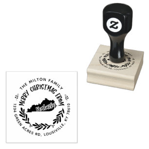 Sello De Caucho Rústica dirección de regreso navideño de Kentucky 