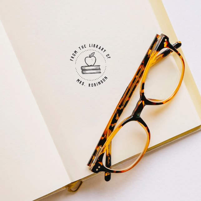 Sello De Caucho Rústica redonda De La Biblioteca De La Manzana Del (Subido por el creador)