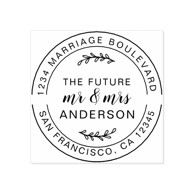 Sello De Caucho Rústico Futuro Sr. Sra. Round Return (Impresión)