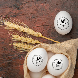 Sello De Caucho Rústico simple | Huevos de granja de nombres perso