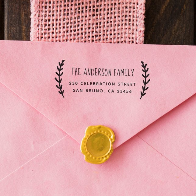 Sello De Caucho Rústico Sprig | Nombre de familia Personalizado y  (Rubber Stamp Mock-up)