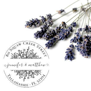 Sello De Caucho Rústico Wildflowers Vintage Wedding Return Address