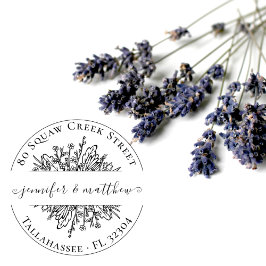 Sello De Caucho Rústico Wildflowers Vintage Wedding Return Address