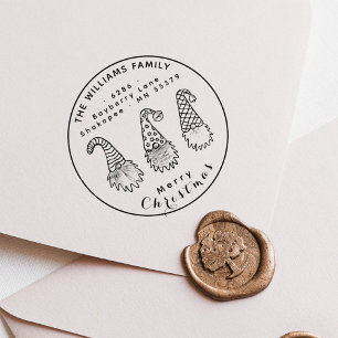 Sello De Caucho Rústicos Navidades Gnomes Dirección de Regreso