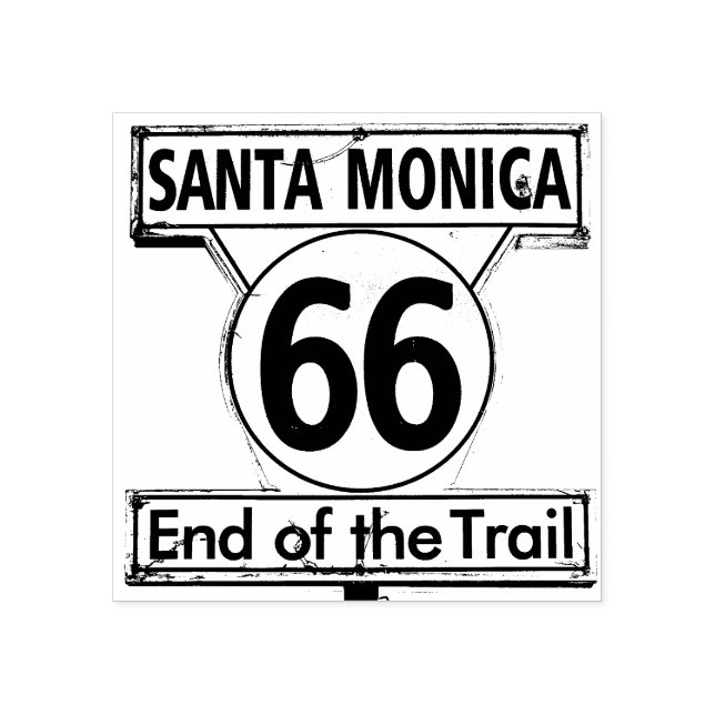 Sello De Caucho Ruta 66 Santa Mónica Final del Sendero (Impresión)