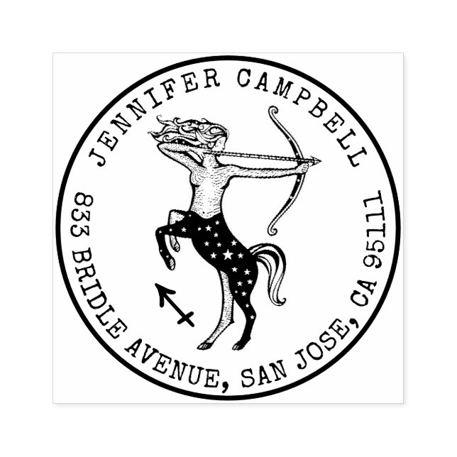 Sello De Caucho Sagittarius Zodiac dibujado a mano | Dirección de  (Impresión)