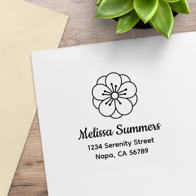 Sello De Caucho Sakura Cherry Blossom Flower Address (Subido por el creador)