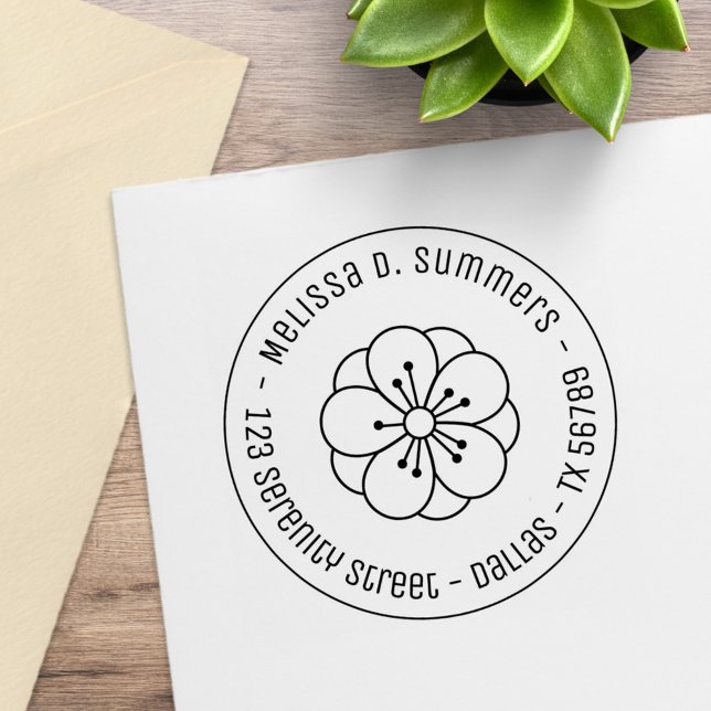 Sello De Caucho Sakura Cherry Blossom Flower Round Dirección 3 (Subido por el creador)